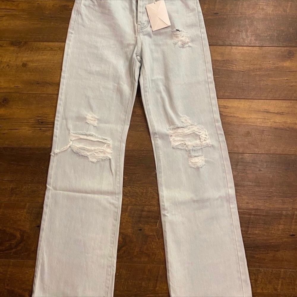 Kancan || Ultra High Waist Y2K 90s Light Washed Distressed Wide Leg - Picture 10 of 11